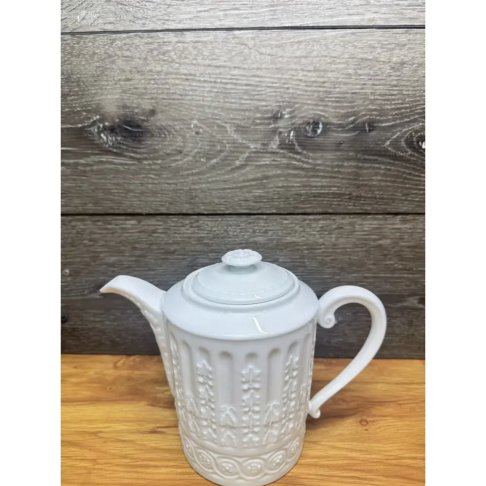 Bernardaud France Louvre 4 Cup White Porcelain Coffee Tea Pot 7” Tall